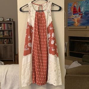 Altar'd State White and Rust Mini Dress